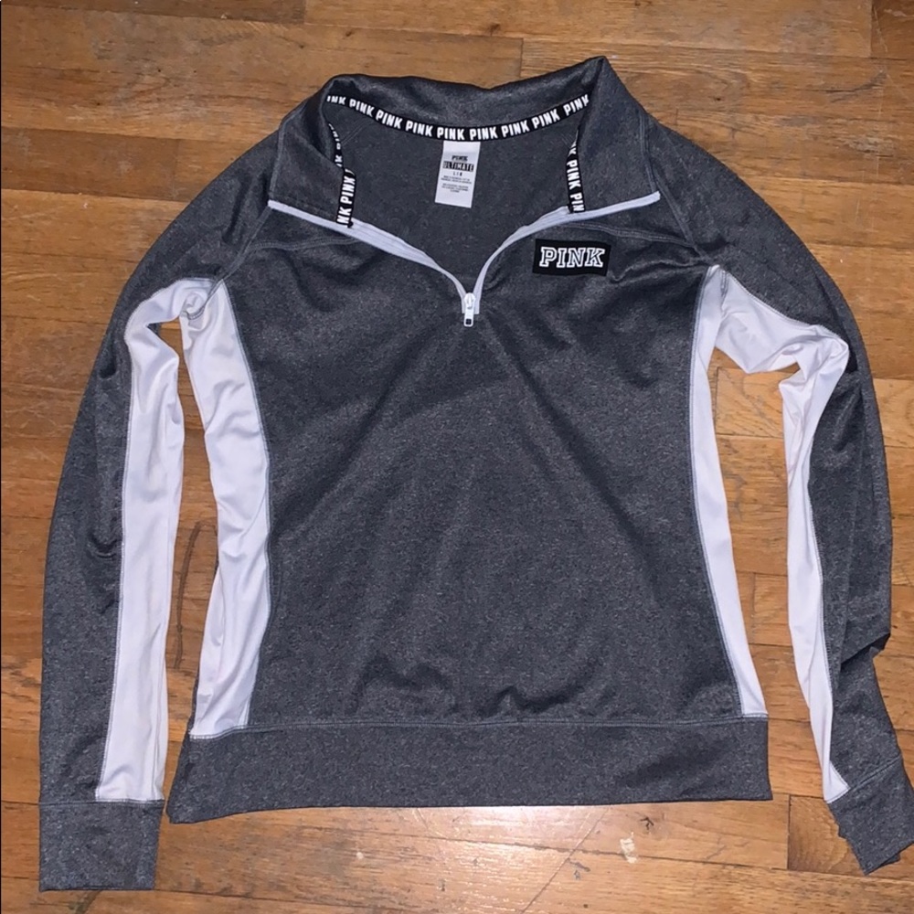 VS pink grey quarter zip